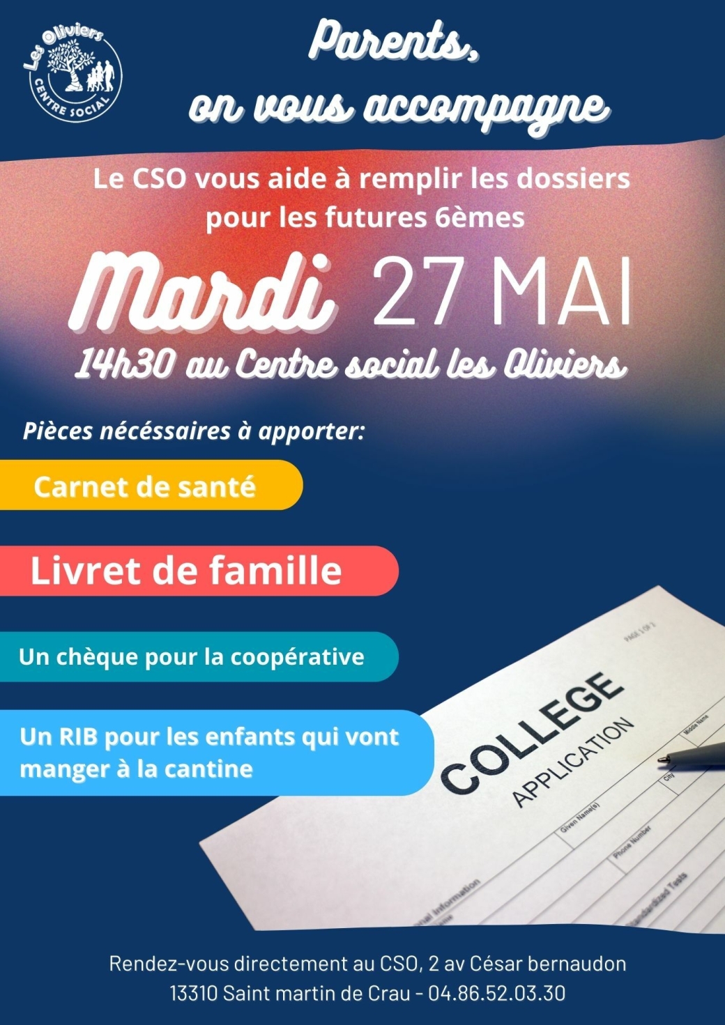 Affiche Association Aide Accompagnement bleu 43149